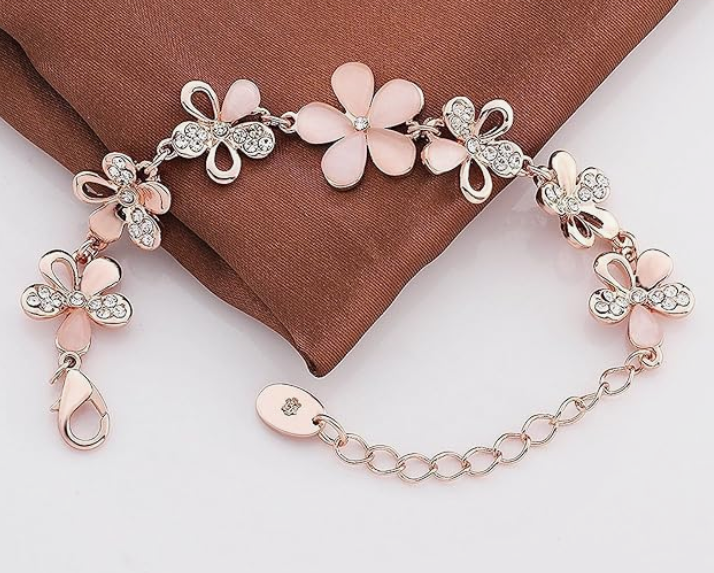Jewellery Bracelets for Women Stylish Rose Gold Plated Crystal Bracelet Bangle Jewellery for Girls and Women