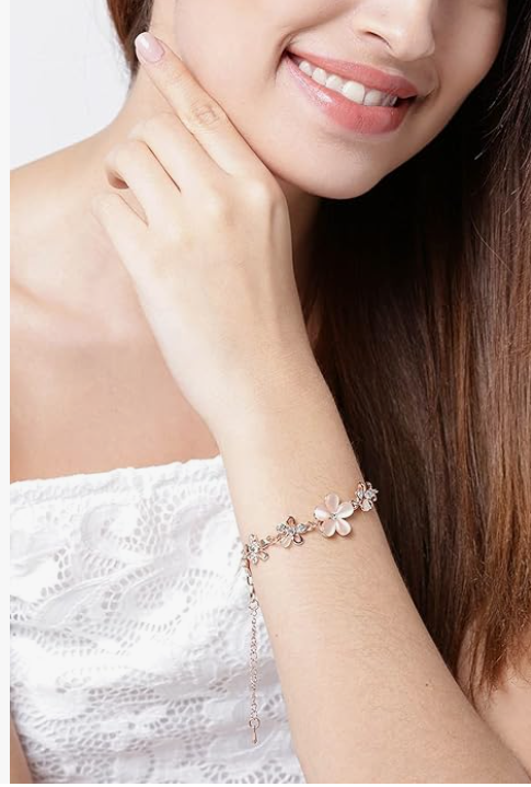 Jewellery Bracelets for Women Stylish Rose Gold Plated Crystal Bracelet Bangle Jewellery for Girls and Women
