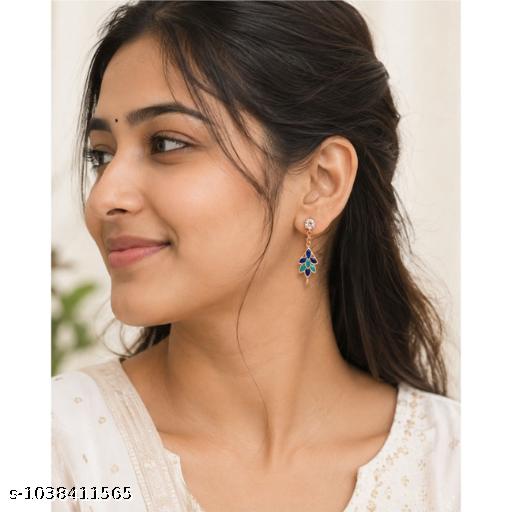 Rose Gold Plated Floral Drop Earrings for Women & Girls