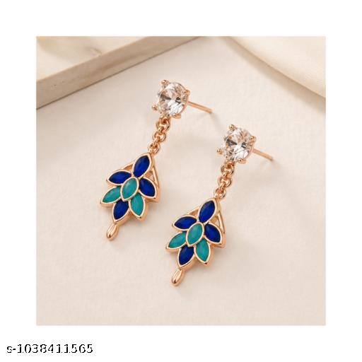 Rose Gold Plated Floral Drop Earrings for Women & Girls