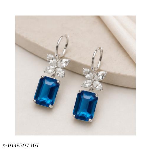 Elegant Blue Crystal Drop Earrings for Women & Girls